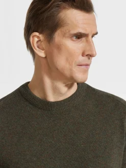 Army Green Multimélange Oasi Cashmere Crewneck