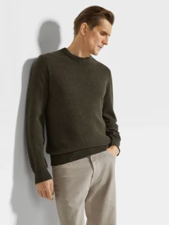 Army Green Multimélange Oasi Cashmere Crewneck