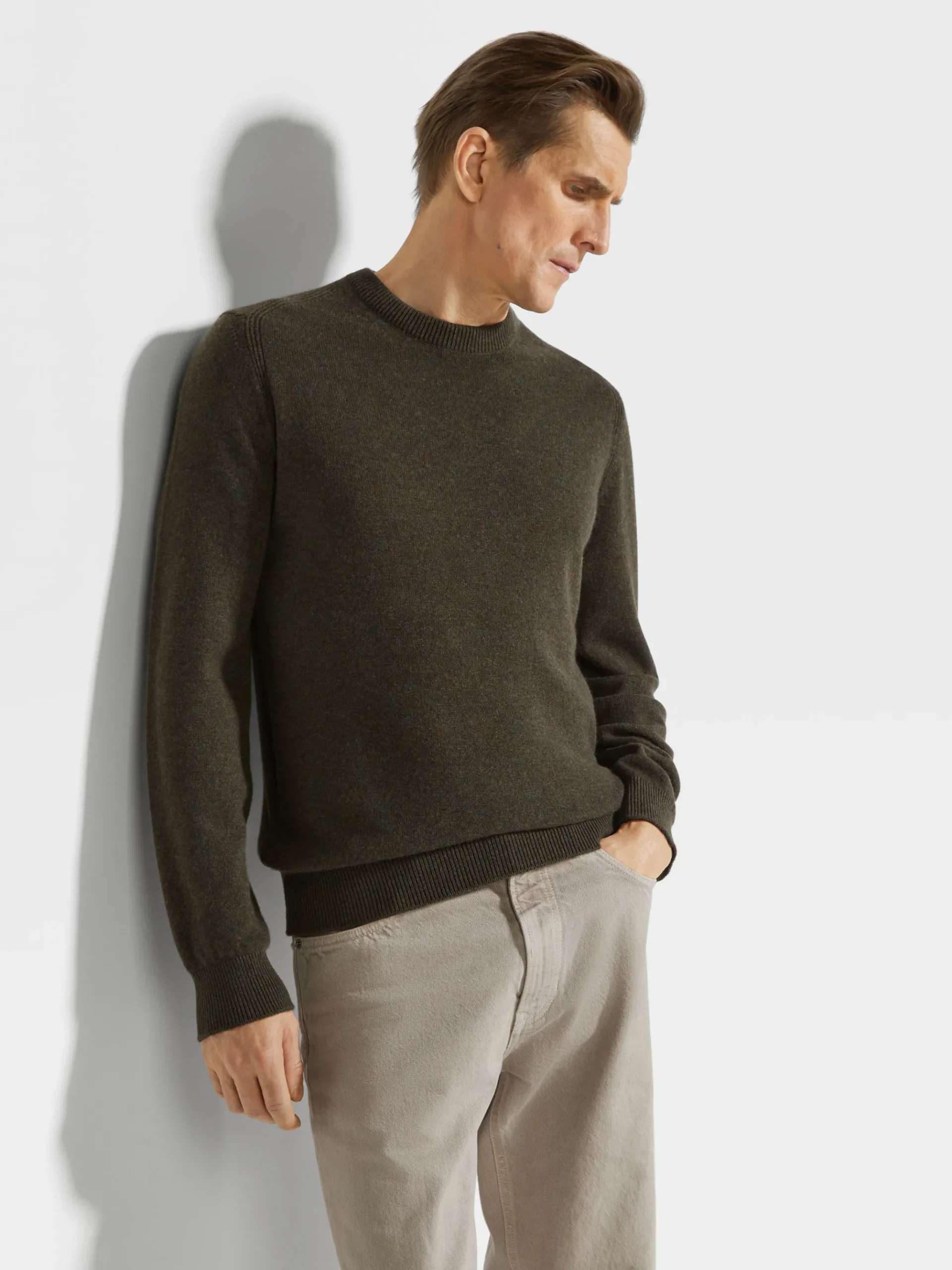 Army Green Multimélange Oasi Cashmere Crewneck