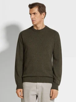 Army Green Multimélange Oasi Cashmere Crewneck