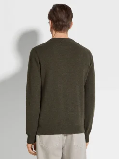 Army Green Multimélange Oasi Cashmere Crewneck