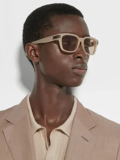Beige Acetate Sunglasses
