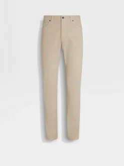 Beige Stretch Cotton Roccia Jeans