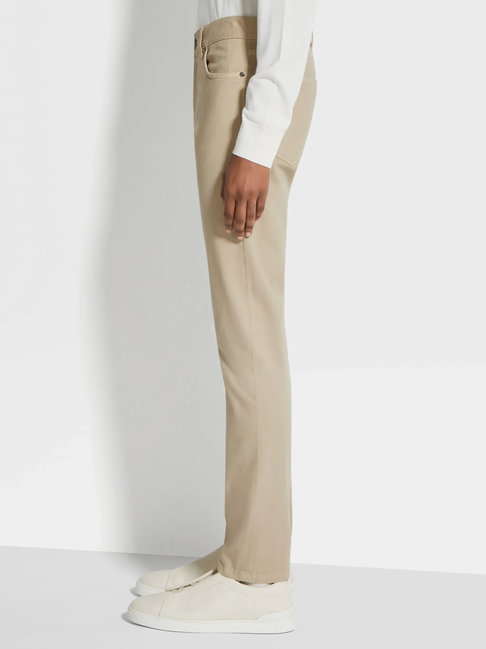 Beige Stretch Cotton Roccia Jeans