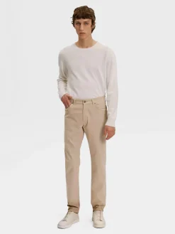 Beige Stretch Cotton Roccia Jeans
