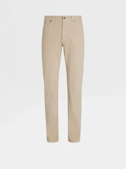 Beige Stretch Cotton Roccia Jeans