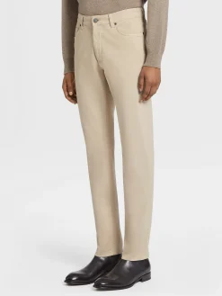 Beige Stretch Cotton Roccia Jeans