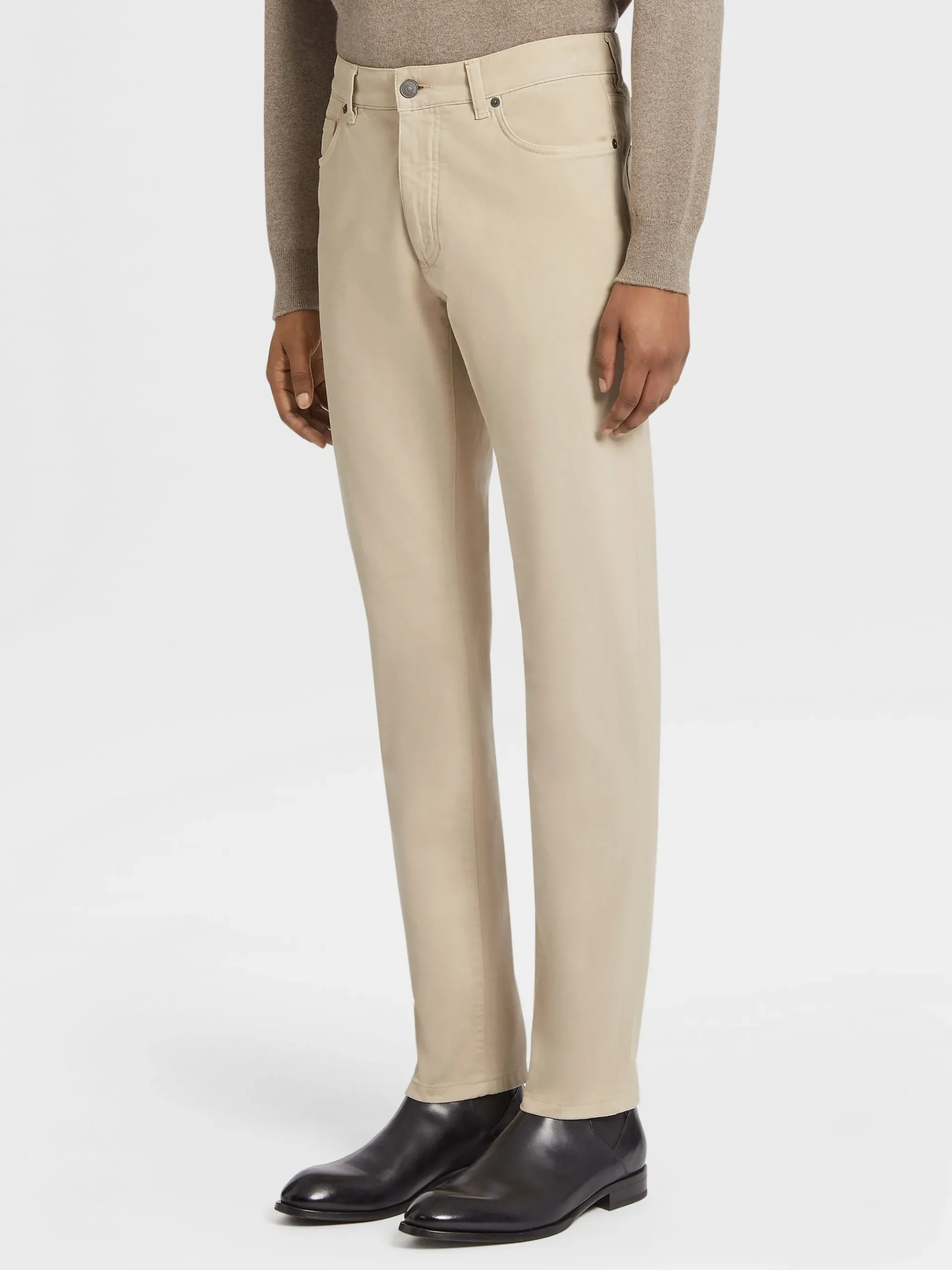 Beige Stretch Cotton Roccia Jeans