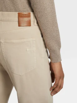 Beige Stretch Cotton Roccia Jeans