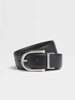 Black and Dark Brown Reversible Leather Belt