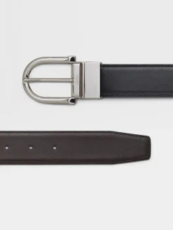 Black and Dark Brown Reversible Leather Belt