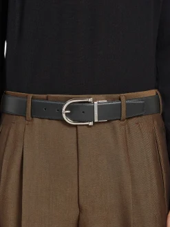 Black and Dark Brown Reversible Leather Belt