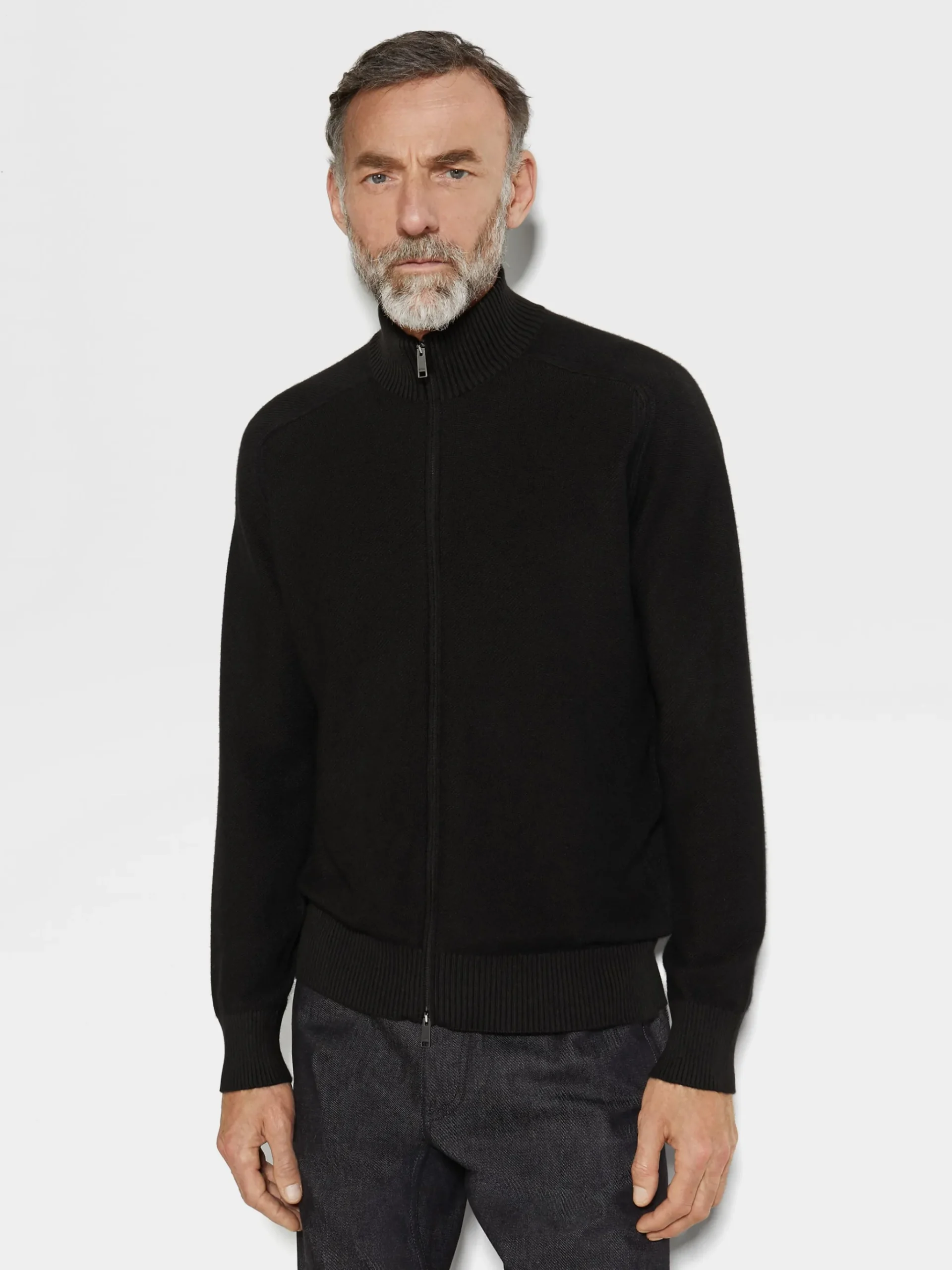 Black Cashseta Full Zip Cardigan