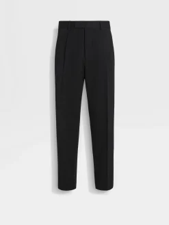 Black Cotton and Wool Pants