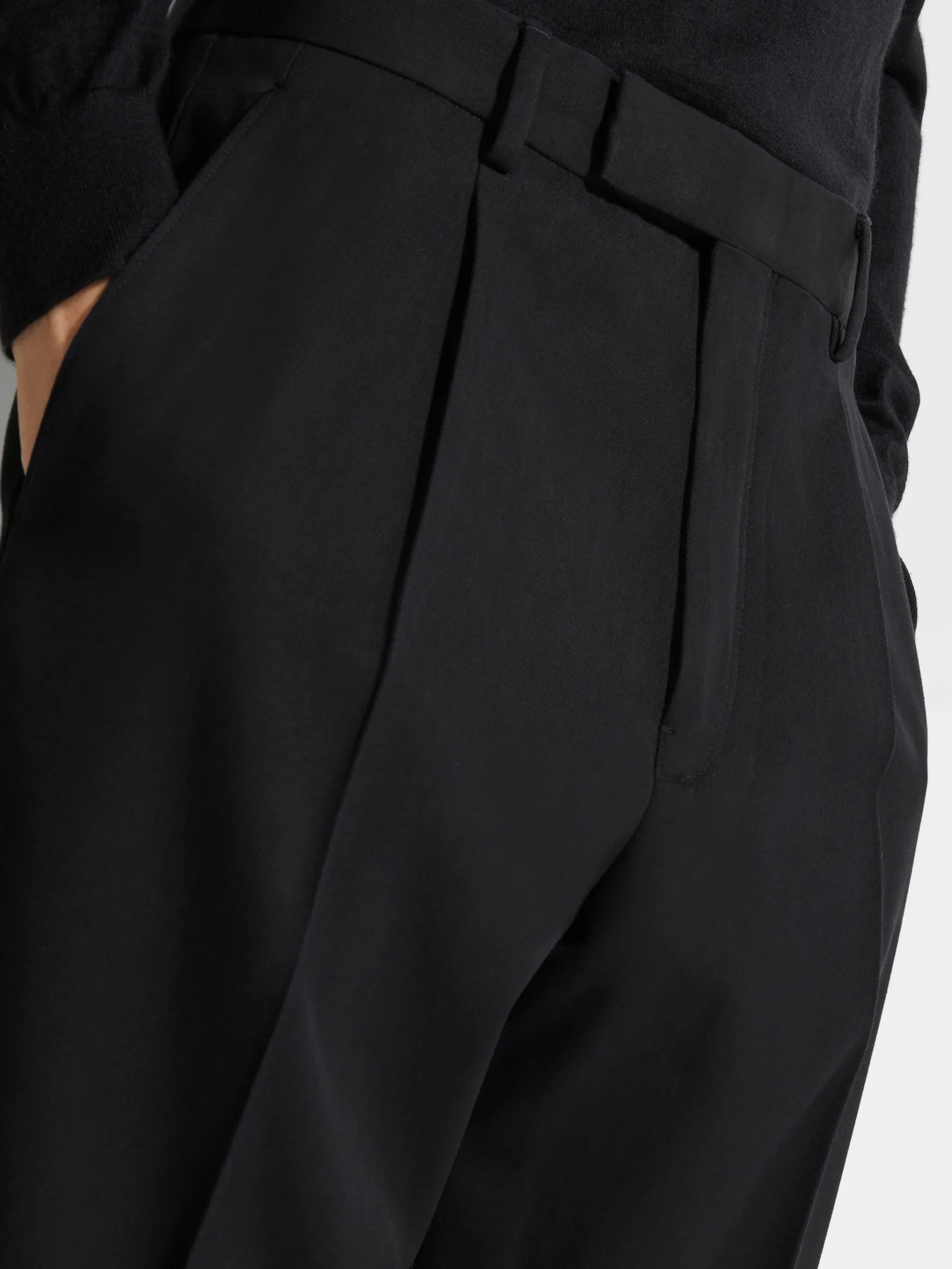 Black Cotton and Wool Pants