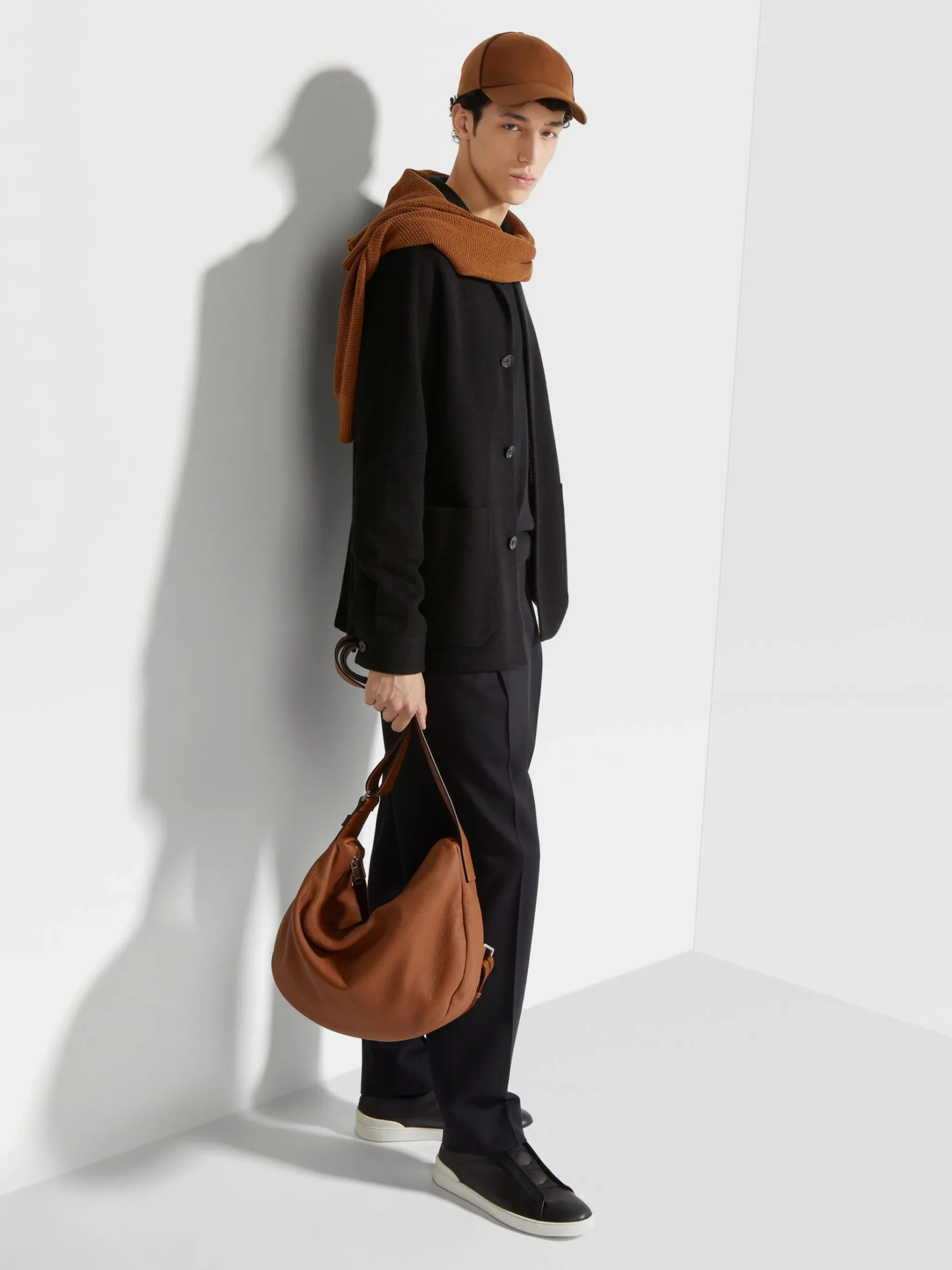 Black Cotton and Wool Pants