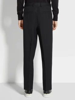Black Cotton and Wool Pants