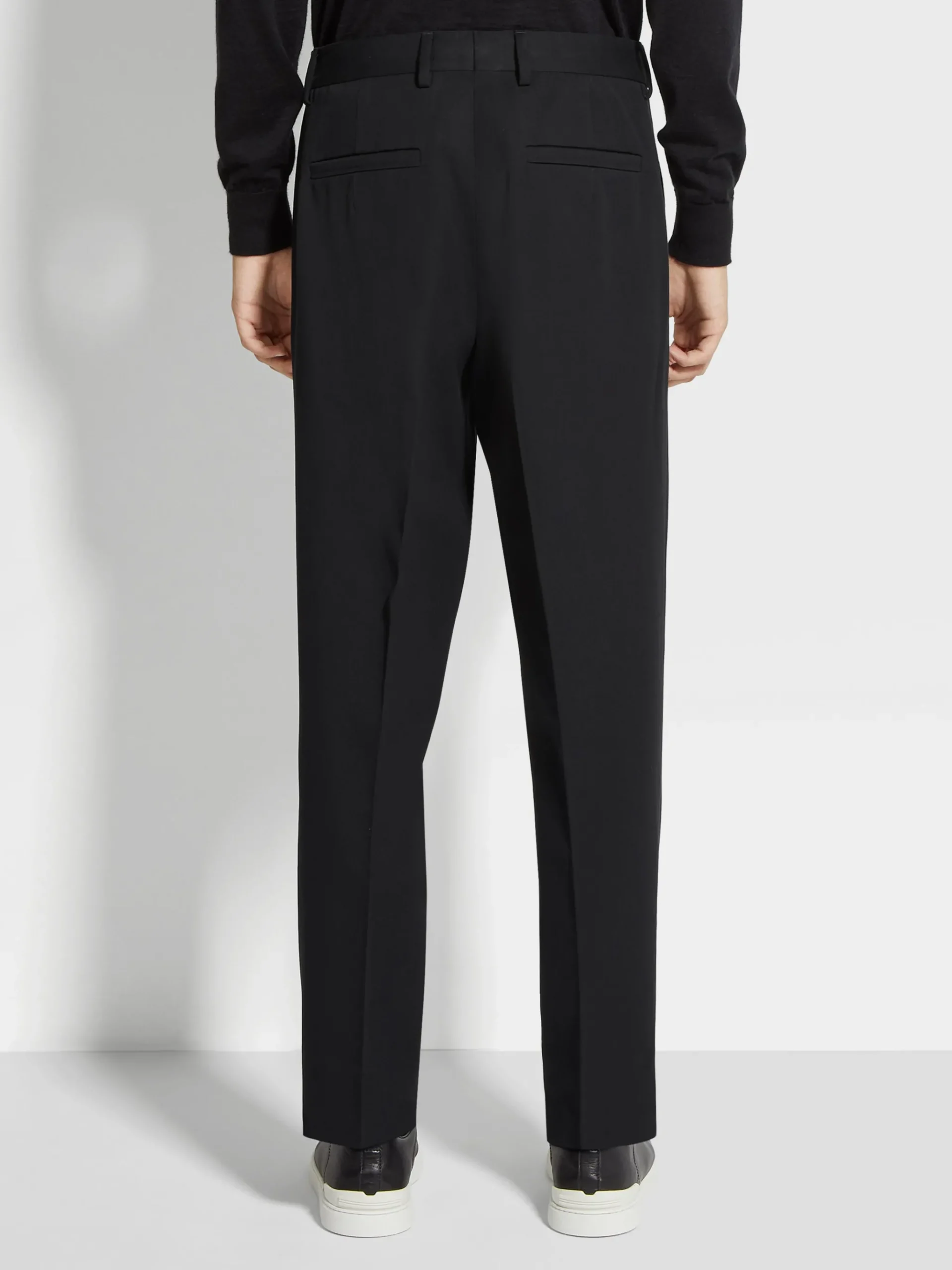 Black Cotton and Wool Pants