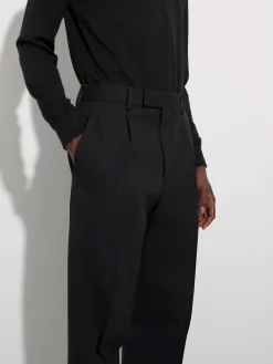 Black Cotton and Wool Pants