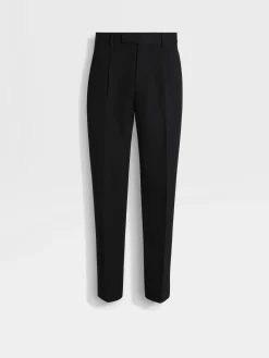 Black Cotton and Wool Pants