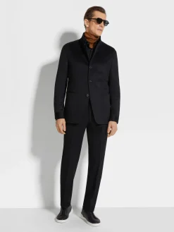 Black Cotton and Wool Pants