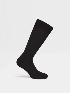 Black Cotton Blend Socks