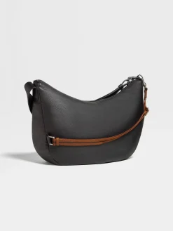 Black Deerskin Hobo Panorama Bag