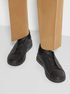 Black Deerskin Triple Stitch™ Sneakers