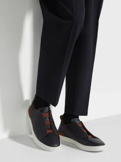 Black Deerskin Triple Stitch™ Sneakers