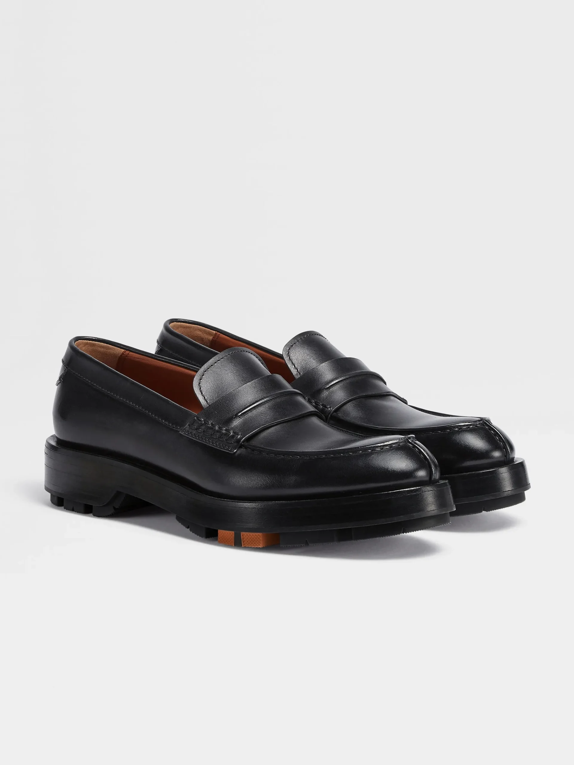 Black Hand-Buffed Leather Udine Loafers