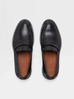 Black Hand-Buffed Leather Udine Loafers