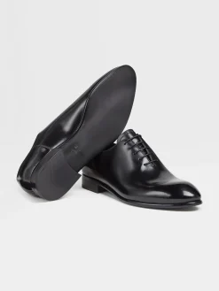 Black Hand-Buffed Leather Vienna Evening Wholecut Oxford