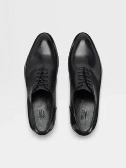 Black Hand-Buffed Leather Vienna Evening Wholecut Oxford