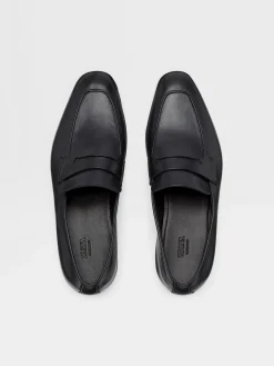 Black Leather L'Asola Loafers