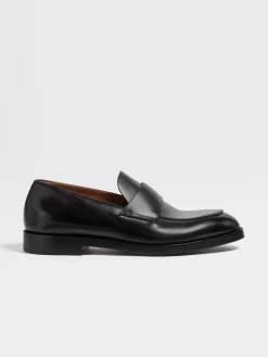 Black Leather Torino Loafers