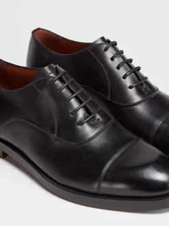 Black Leather Torino Oxford Shoes