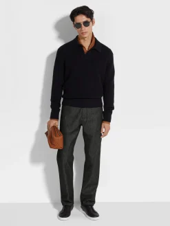 Black Oasi Cashmere Polo Shirt