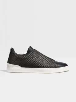 Black PELLETESSUTA™ Leather Triple Stitch™ Sneakers