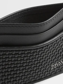 Black PELLETESSUTA™ Leather Card Case