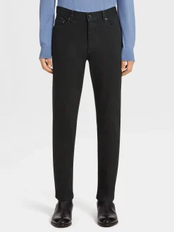 Black Rinse-washed Cotton Roccia Jeans