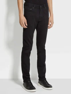 Black Rinse-washed Stretch Cotton Roccia Jeans