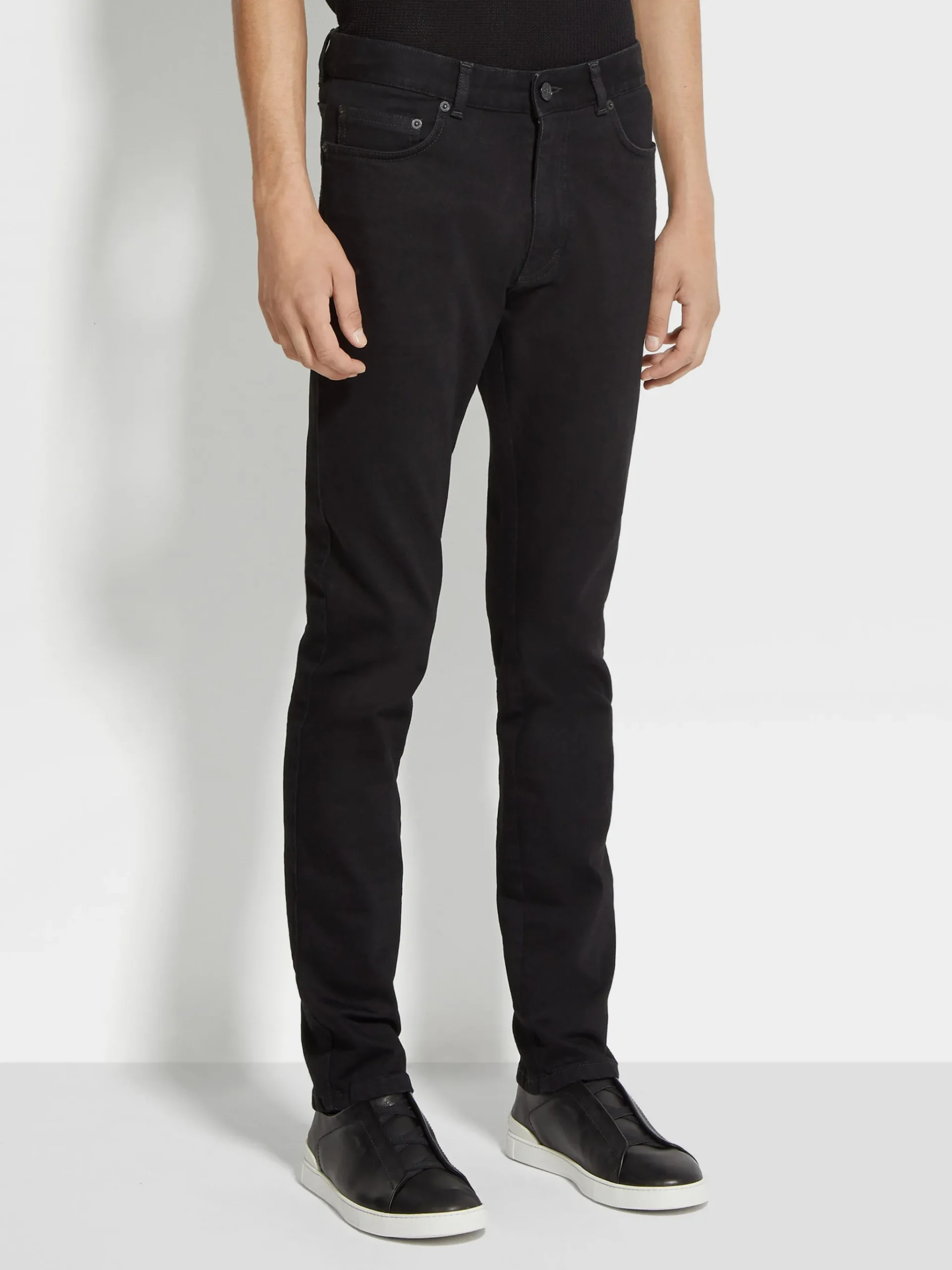 Black Rinse-washed Stretch Cotton Roccia Jeans