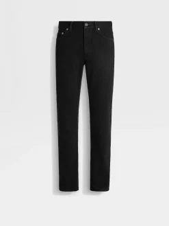 Black Rinse-washed Stretch Cotton Roccia Jeans