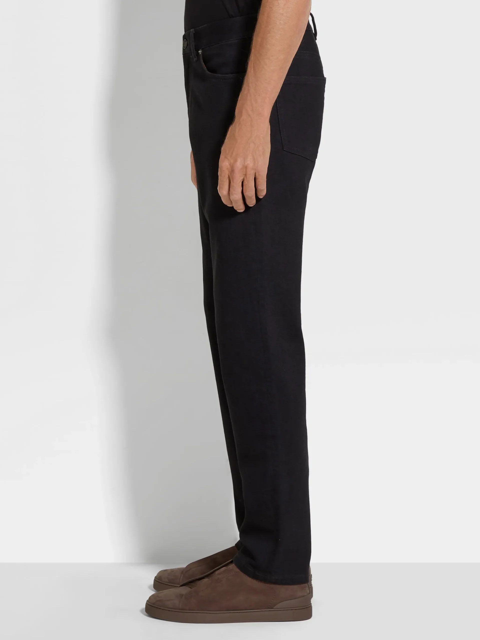 Black Rinse-washed Stretch Cotton Roccia Jeans