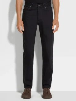 Black Rinse-washed Stretch Cotton Roccia Jeans