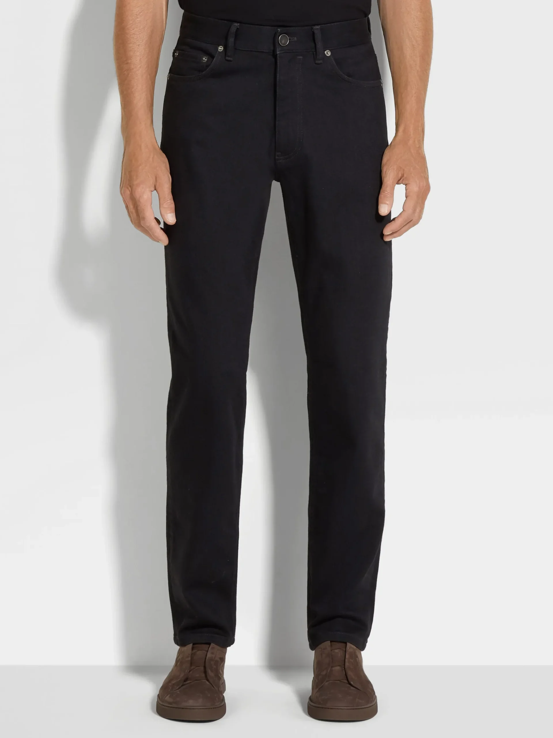 Black Rinse-washed Stretch Cotton Roccia Jeans