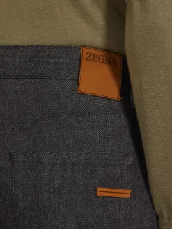 Black Stretch Cotton and Cashmere Roccia Jeans