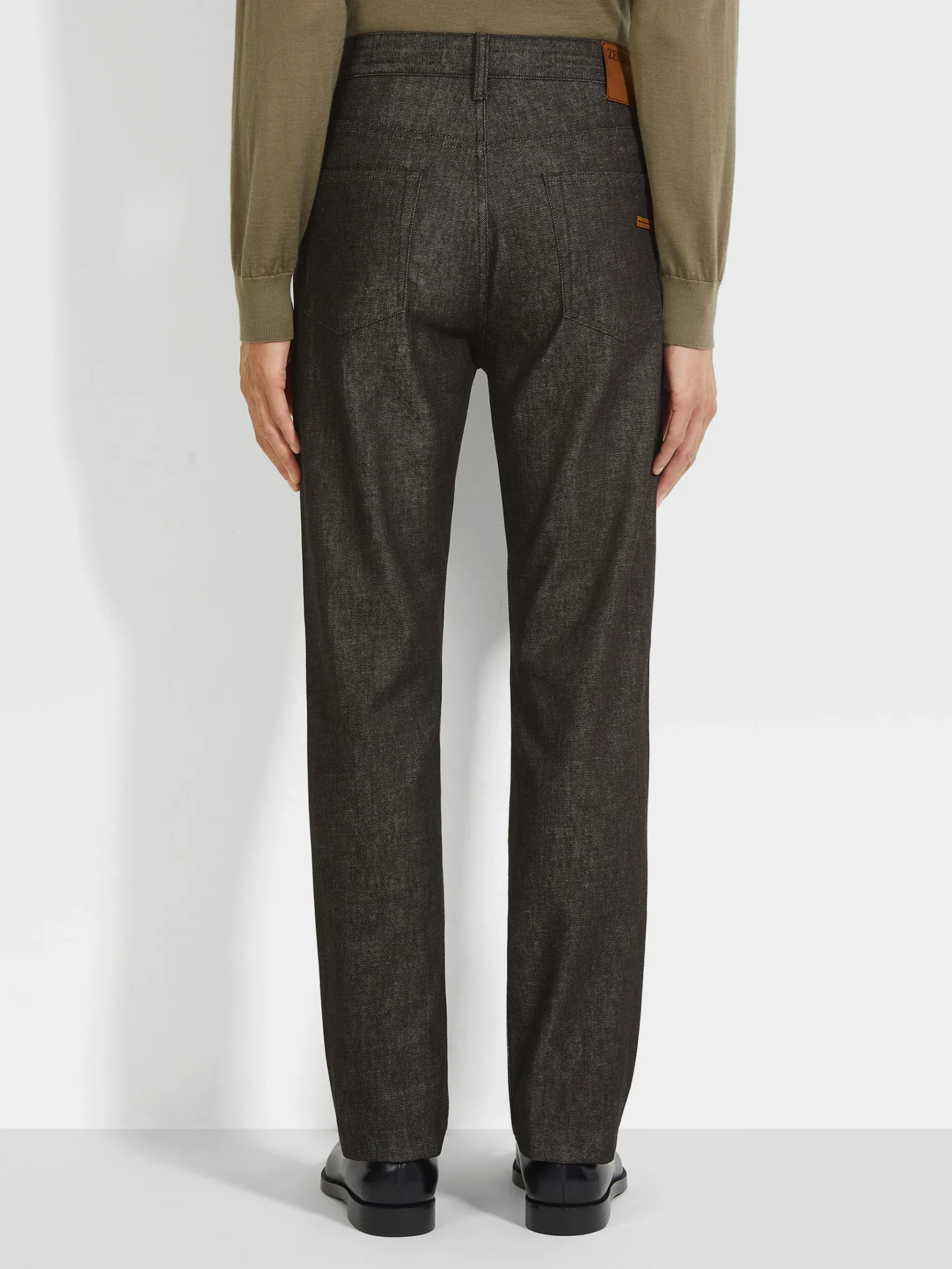 Black Stretch Cotton and Cashmere Roccia Jeans