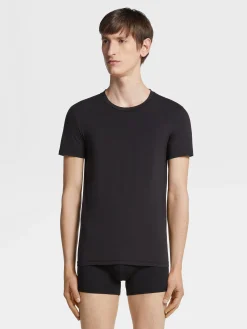 Black Stretch Cotton T-shirt