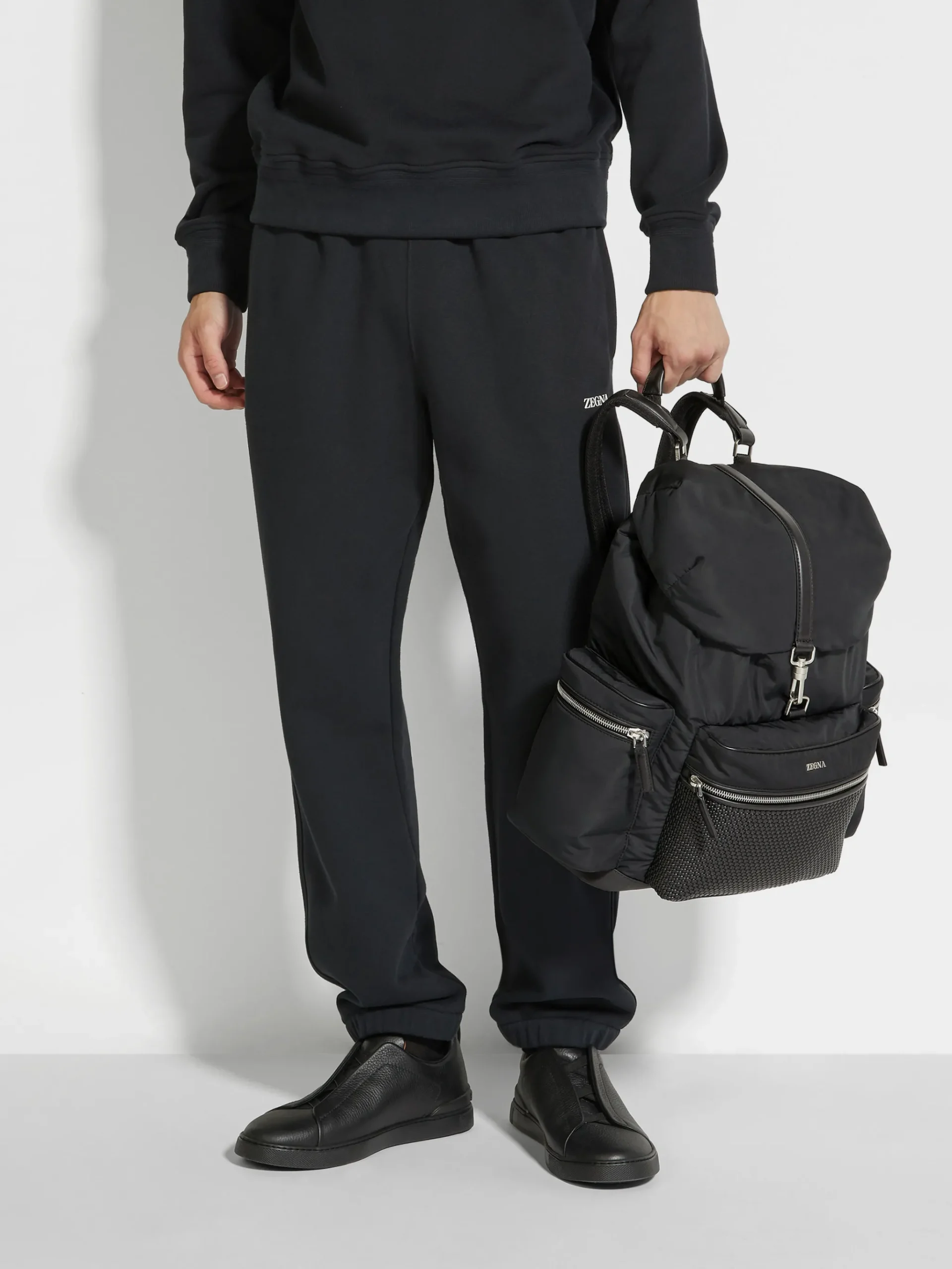 Black Technical Fabric and PELLETESSUTA™ Leather Backpack